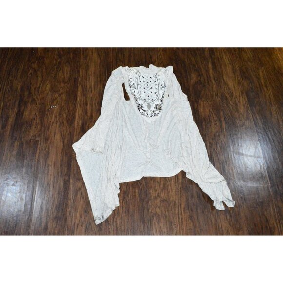 Rue 21 White Gray Heather Open-Front Vest Crochet Back Shawl Women's Size Large - Picture 3 of 5